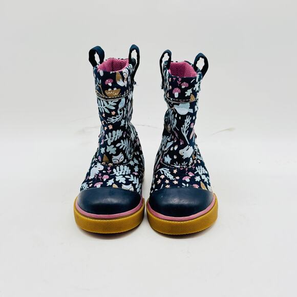 See Kai Run Girls 4c Blue Purple Animal Forest Toddler Pull On Rain Boots - Picture 3 of 10